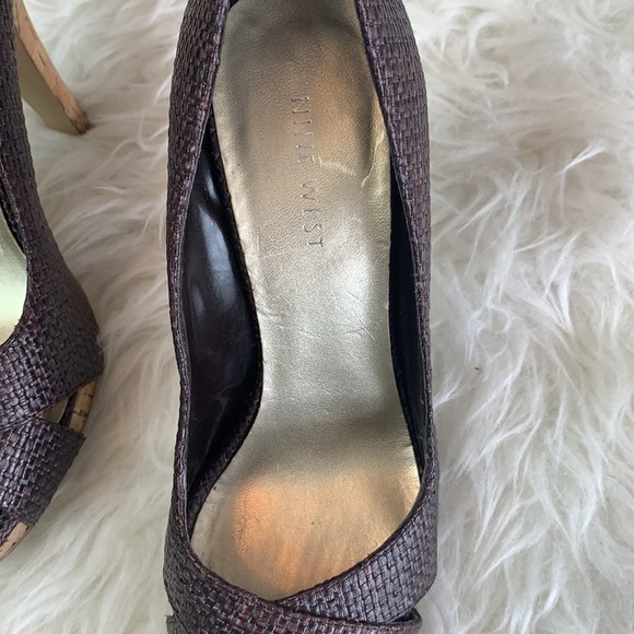 Nine West Women’s Brown Wicker Cork Heels Open Toe Pumps Size 7 US - Picture 11 of 12
